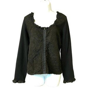 NICOWA Black Crinkle Front Panel 44 Blouse